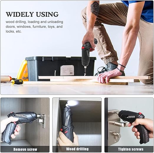 Cordless Electric Screwdriver Kit – 47 Piece Set, LED Light & Dual Position Handle Cordless Electric Screwdriver Kit – 47 Piece Set, LED Light & Dual Position Handle